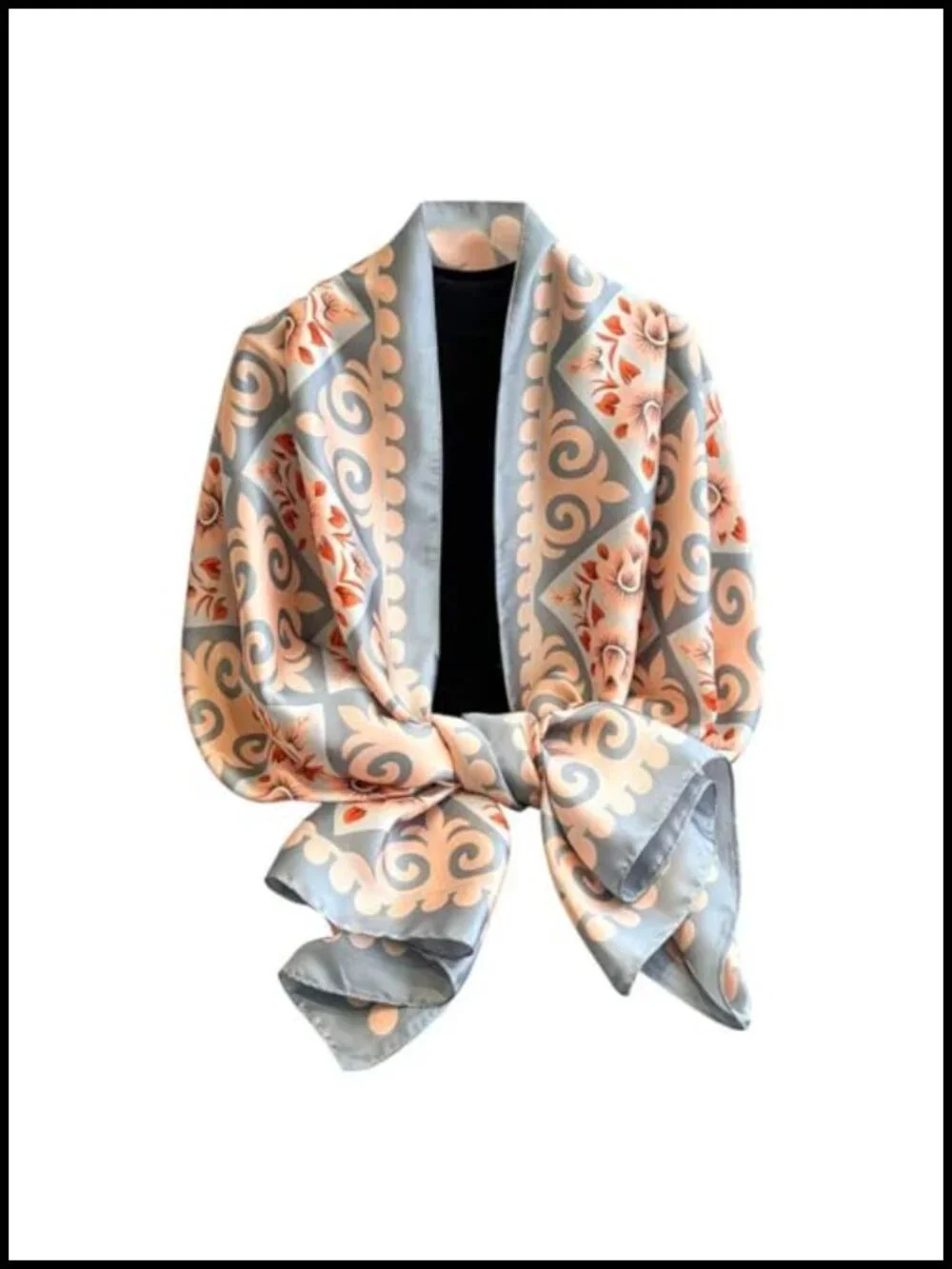 Lightweight Floral Satin Scarf Shawl Wraps for Women